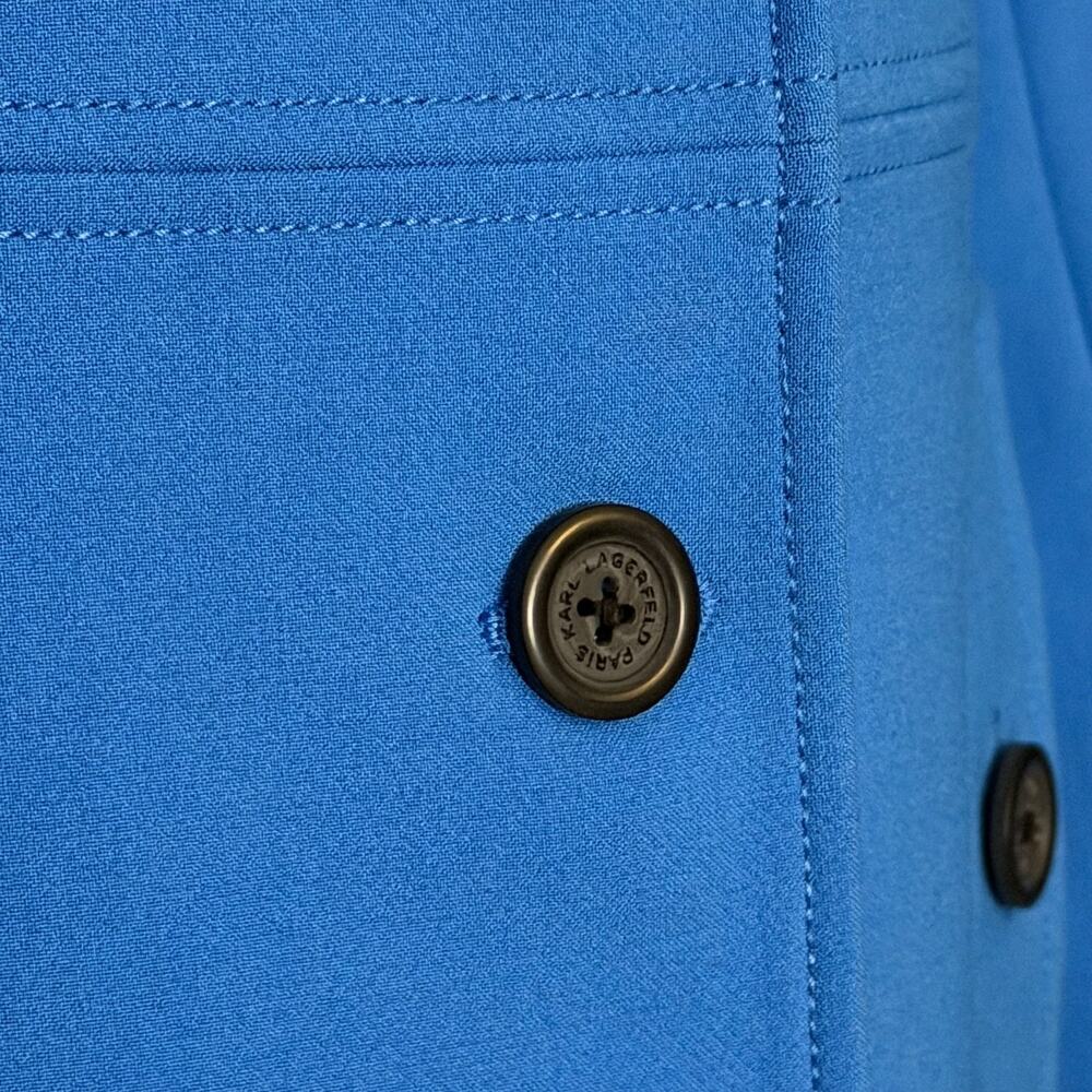 Karl Lagerfeld Riviera Blue Tailored Coat 10 Button Up Longline Minimalist NWOT - Picture 8 of 12